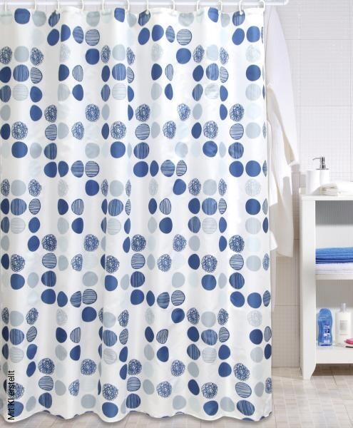Acus Duschvorhang weiß blau Polyester-Mischgewebe B/L: ca. 180x200 cm