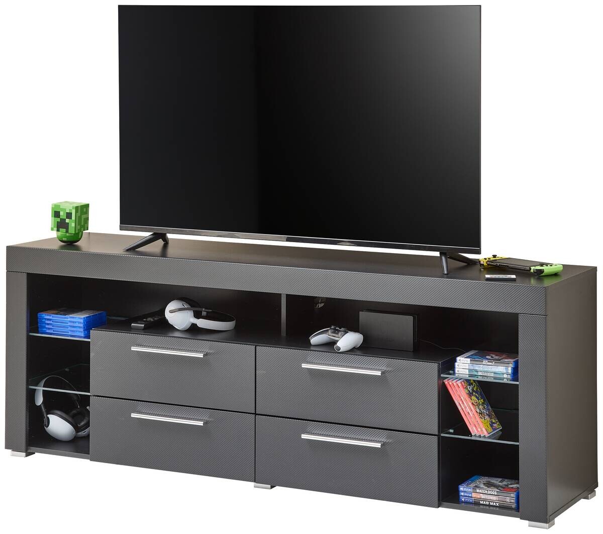 TV-Lowboard Goal Carbon schwarz Carbon Optik B/H/T: ca. 179x66x44 cm