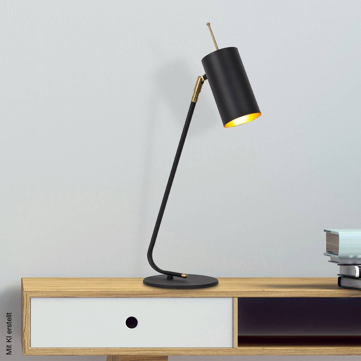 Opviq Tischleuchte Sivani - MR-611 schwarz gold Eisen B/H/T/L: ca. 8x55x26x8 cm E27 1 Brennstellen