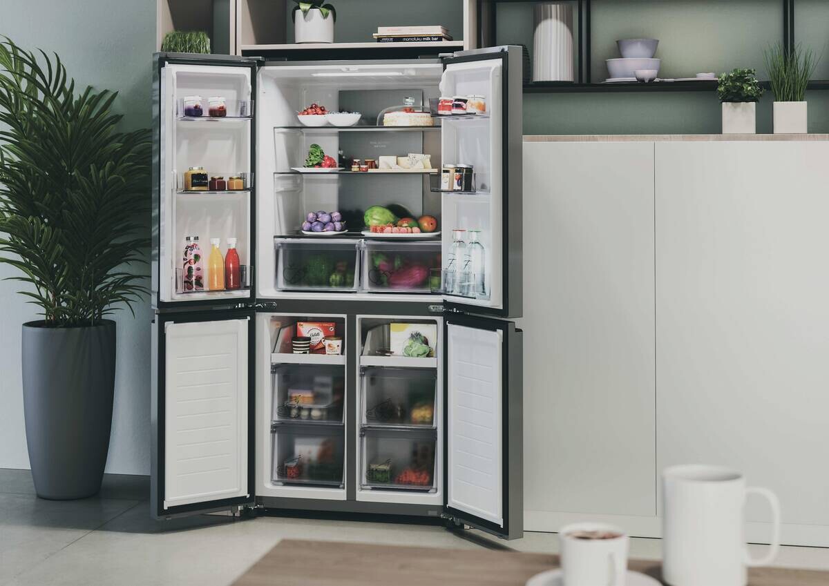 Hoover Multi-Door Kühl-/Gefrierkombination HHCR3818ENPL Edelstahloptik B/H/T: ca. 83,3x181,5x65 cm