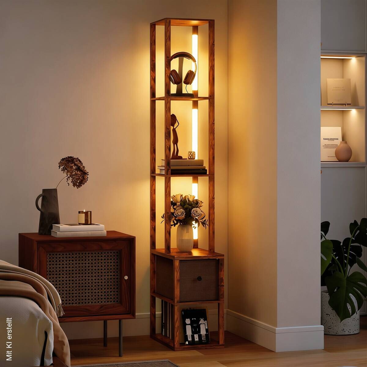 HOMCOM Stehleuchte braun MDF B/H/L: ca. 26,5x169x43,5 cm