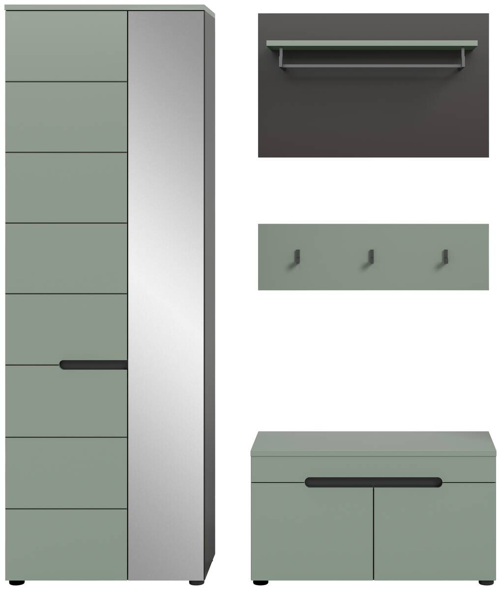Garderobe Canu grün basaltgrau Nachbildung B/H/T: ca. 160x190x37 cm