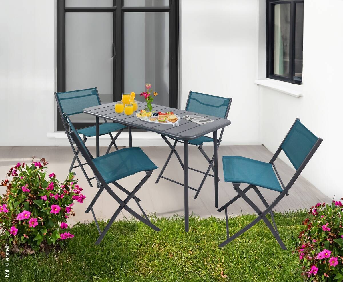 VCM Gartenstuhl 4er Set Sumila türkis Textilene B/H/L: ca. 45x79x46 cm