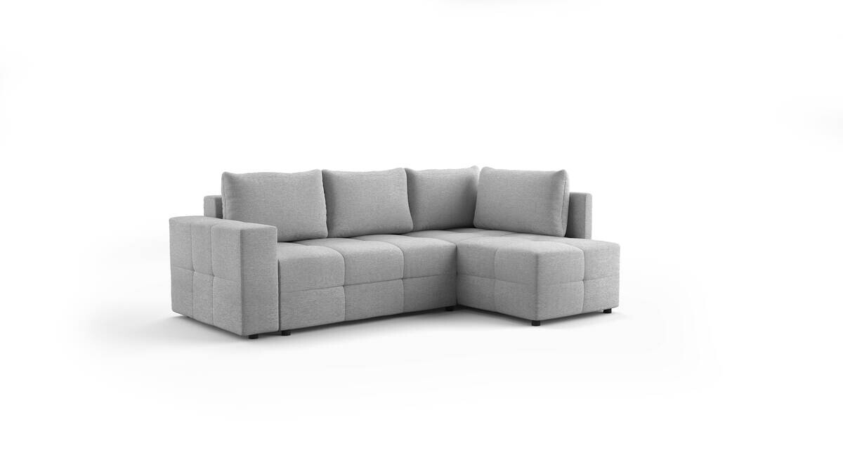 Ecksofa mit Bettfunktion und Bettkasten hellgrau Flachgewebe B/T: ca. 238x167 cm