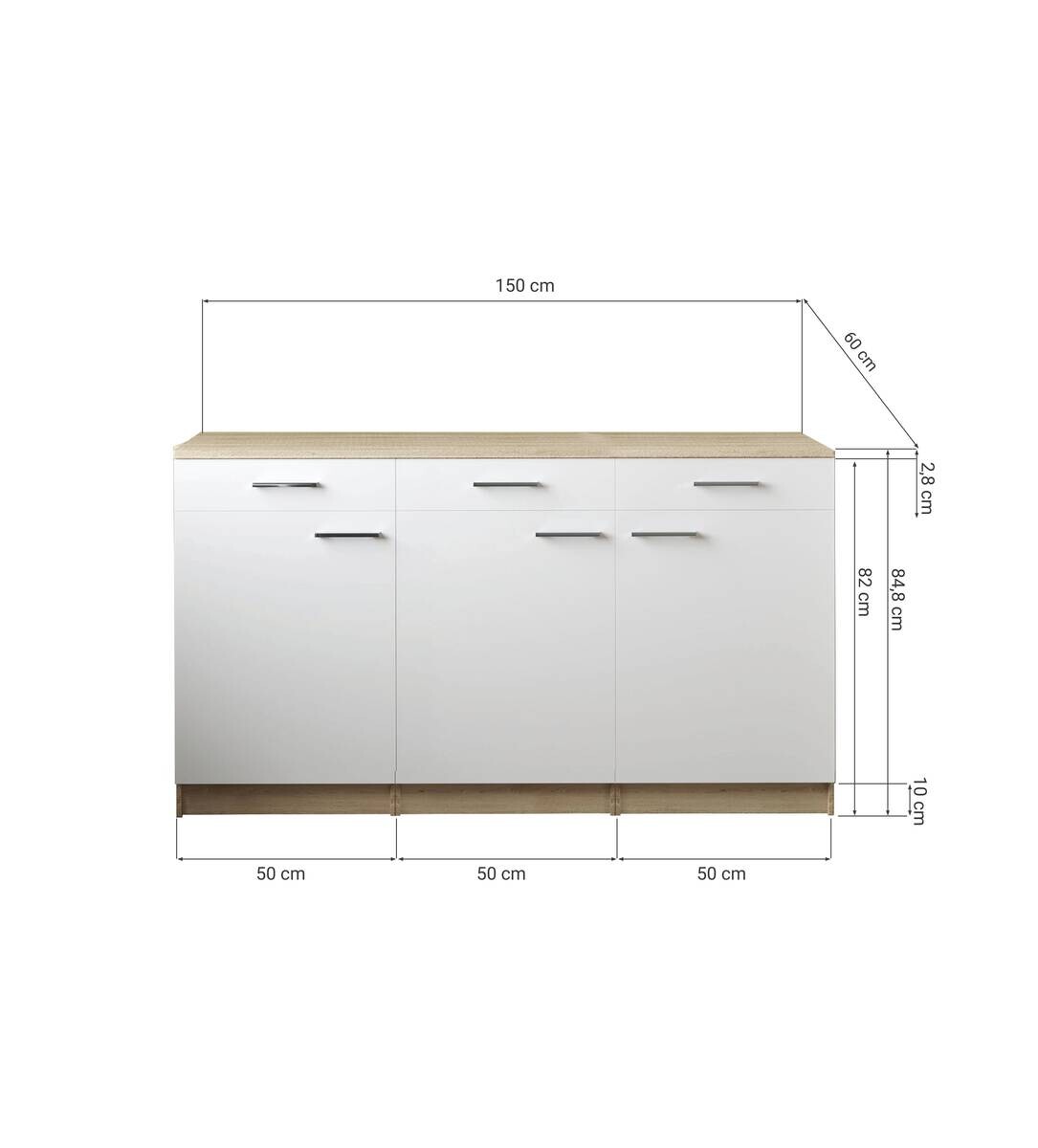 Anbauküchen-Set Merle grau B/H/T: ca. 150x85x60 cm