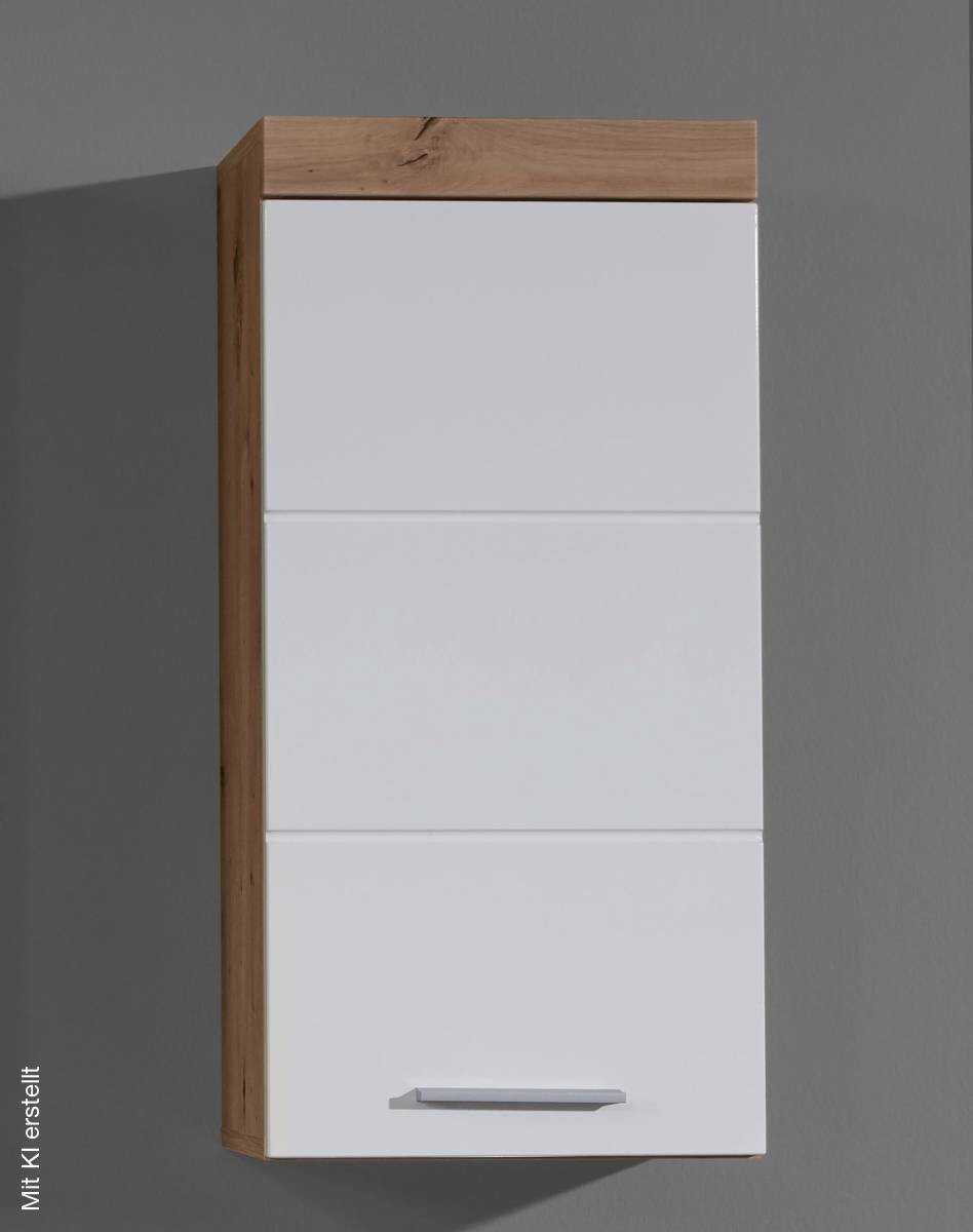 Stauraumelement Amanda weiß Hochglanz Asteiche Nachbildung B/H/T: ca. 37x77x23 cm