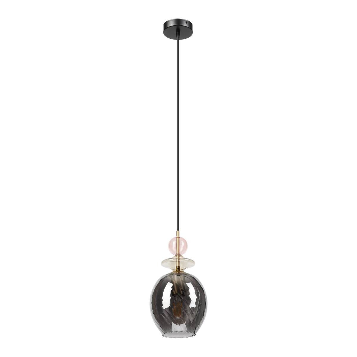 Lamkur Pendelleuchte schwarz Glas Stahl B/H/L: ca. 18x120x18 cm E27 1 Brennstellen