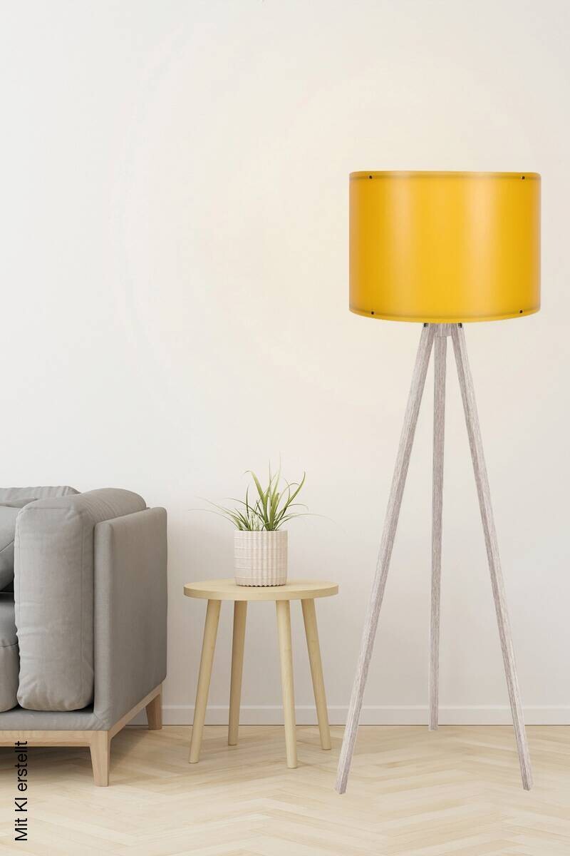 Opviq Stehlampe gelb creme Polypropylen MDF B/H/L: ca. 38x145x38 cm E27 1 Brennstellen