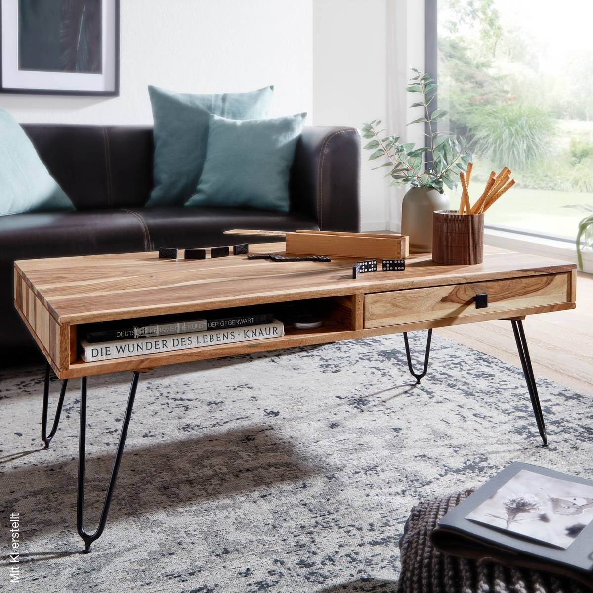 Couchtisch natur schwarz B/H/T: ca. 110x40x60 cm