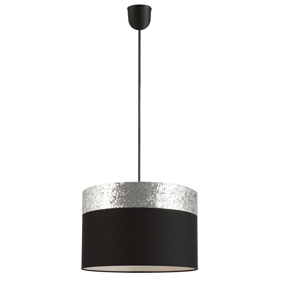 POCOline Pendelleuchte Romka schwarz silber Metall L/D: ca. 120x30 cm E27 1 Brennstellen