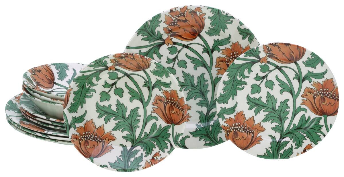 CreaTable Kombiservice Florentina grün Steingut 12 tlg.