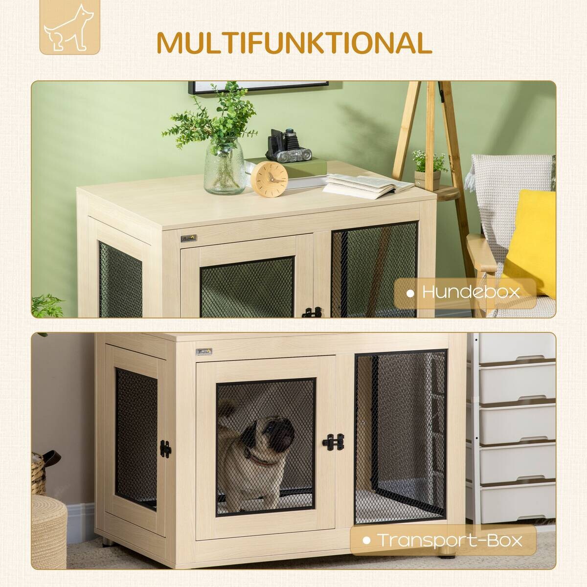 PawHut Hunde-Zubehör Eiche Polyester B/H/L: ca. 60x94x71,5 cm