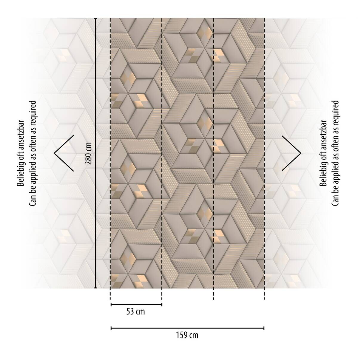 Livingwalls Fototapete 3D-Optik bronze grau taupe B/L: ca. 280x159 cm