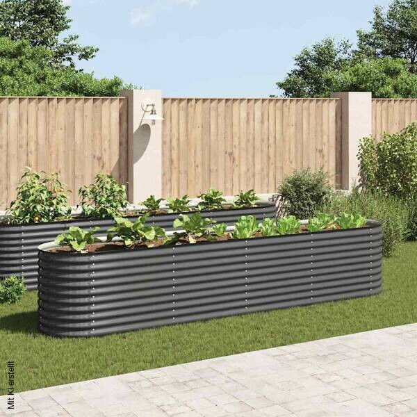 Garten-Hochbeet grau Stahl B/H/L: ca. 80x81x400 cm