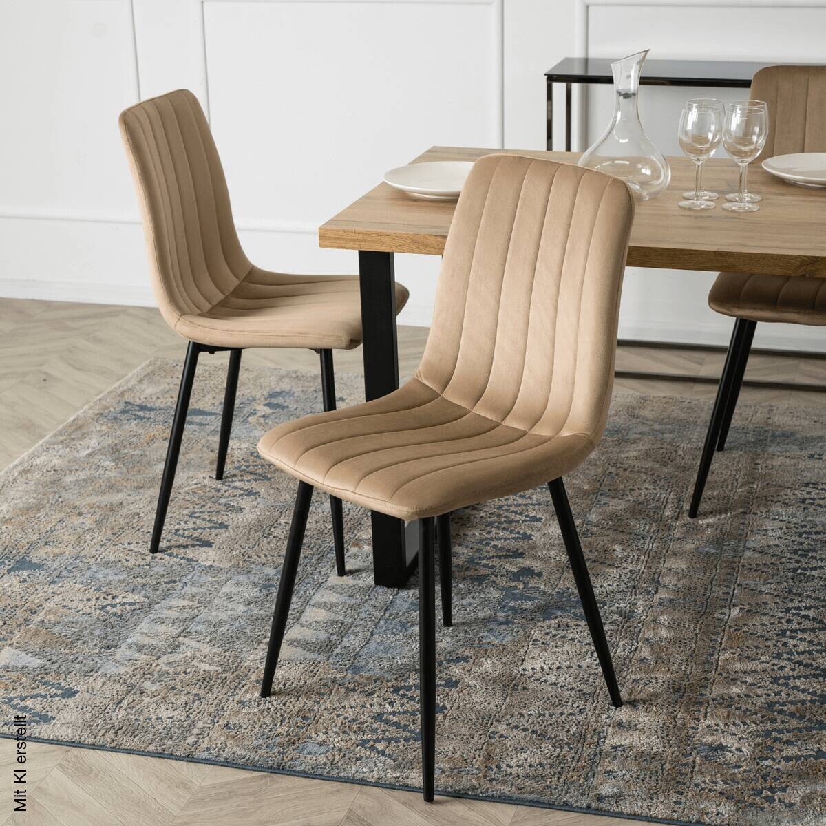 Stuhl IBIS beige Velourstoff B/H/T: ca. 43x90,5x50 cm