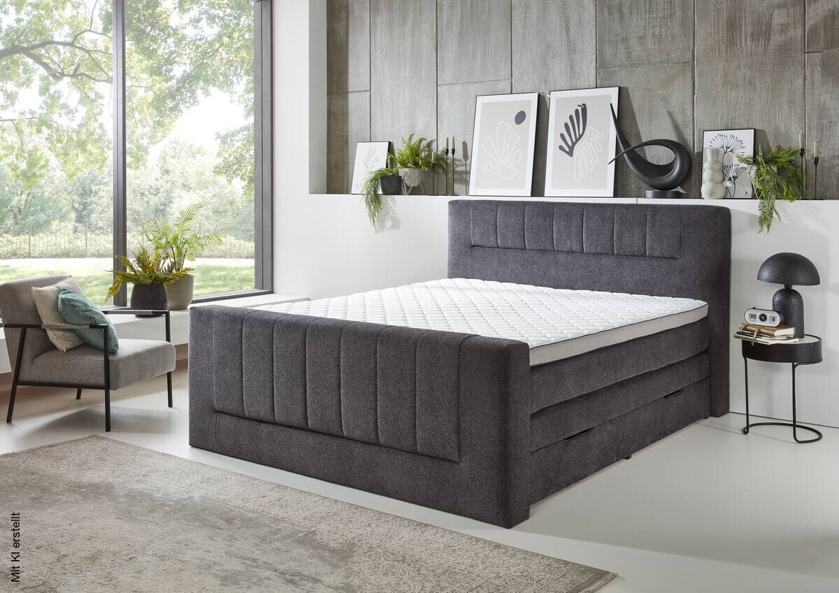 Boxspringbett Kenosha anthrazit Liegefläche B/L: ca. 180x200 cm