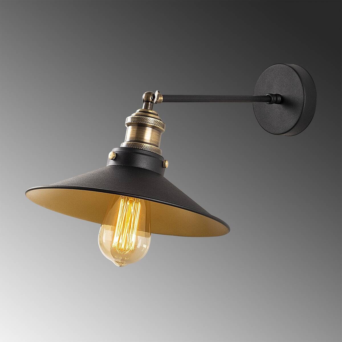 Opviq Wandleuchte Saglam gold schwarz Eisen B/H/T/L/D: ca. 40x20x40x25x25 cm E27 1 Brennstellen
