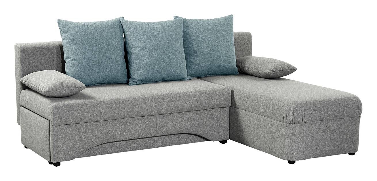Ecksofa mit Bettfunktion und Bettkasten hellgrau Feinstruktur B/H/T: ca. 191x70x142 cm
