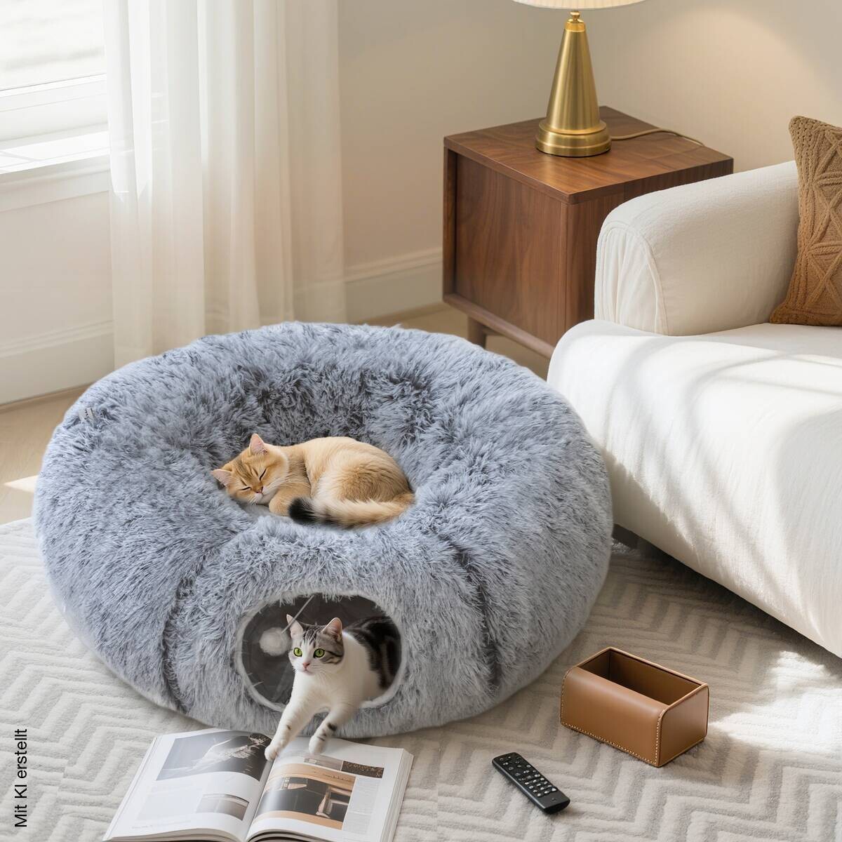 PawHut Katzentunnel hellgrau Polyester B/H/L: ca. 80x27x90 cm