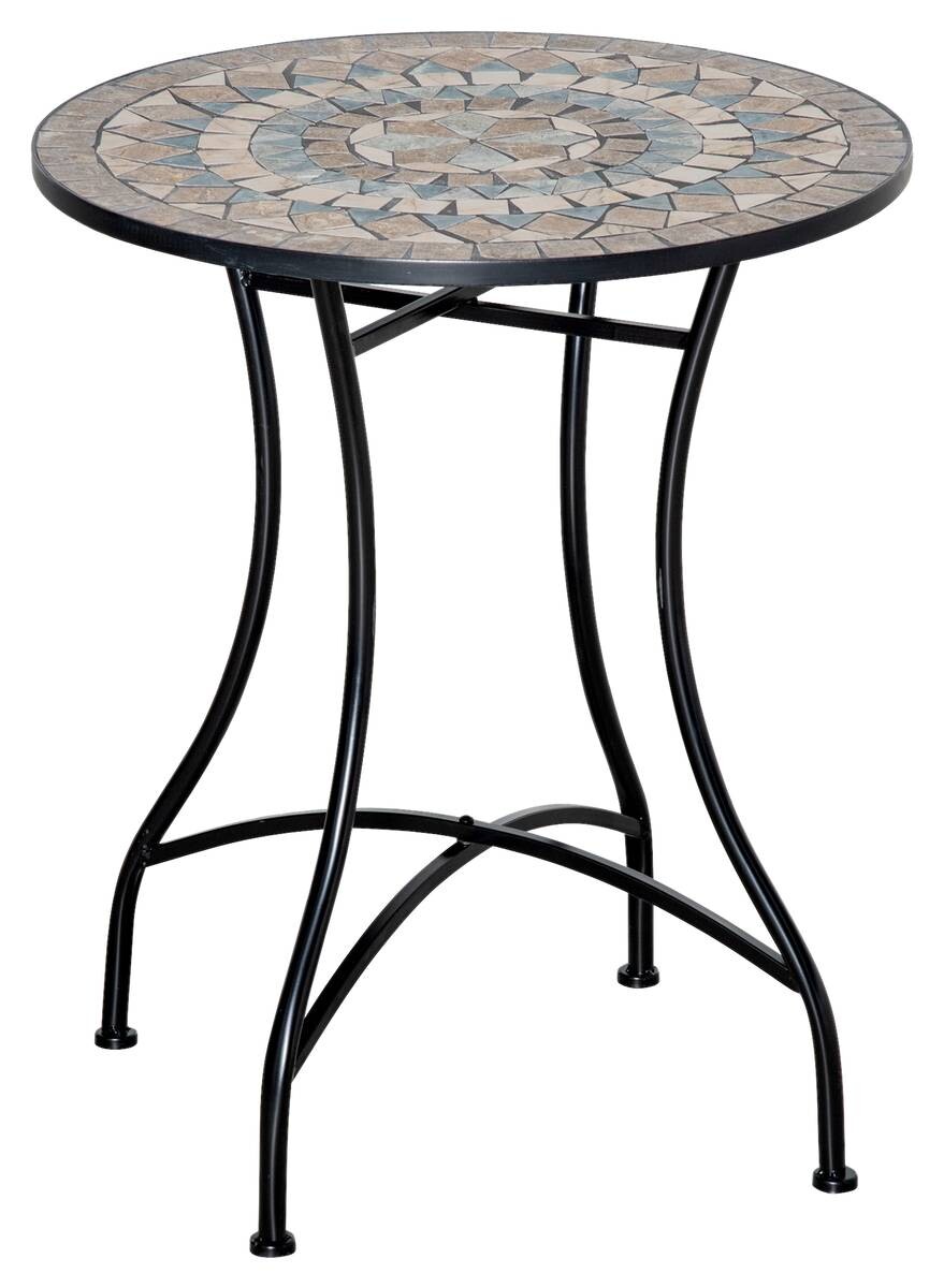 Outsunny Gartentisch bunt Metall H/D: ca. 71x60 cm