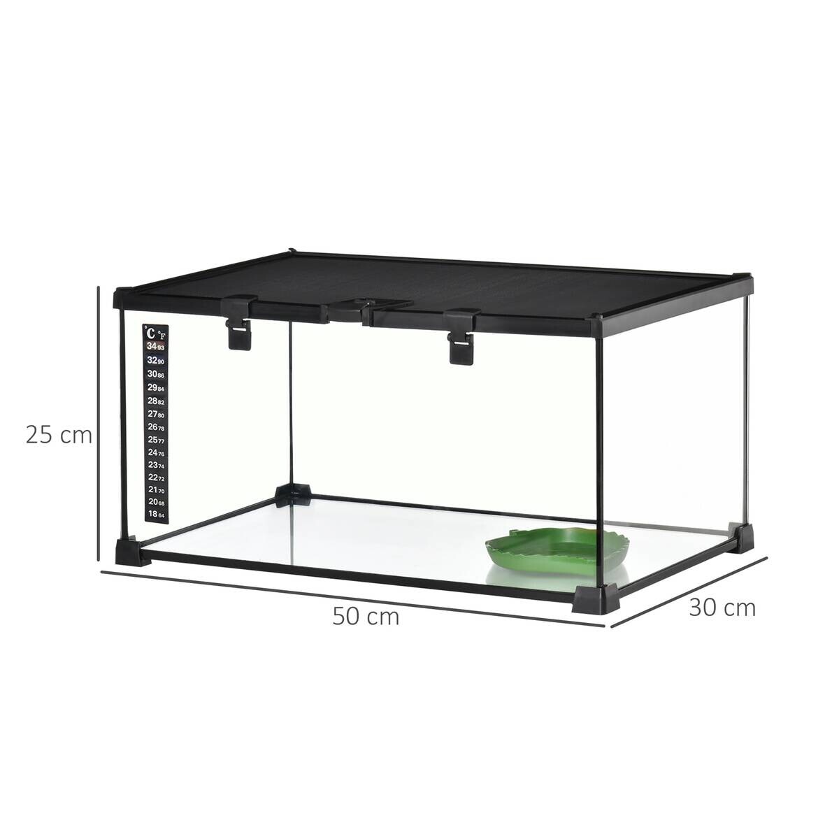 PawHut Terrarium schwarz Edelstahl B/H/L: ca. 30x50x25 cm