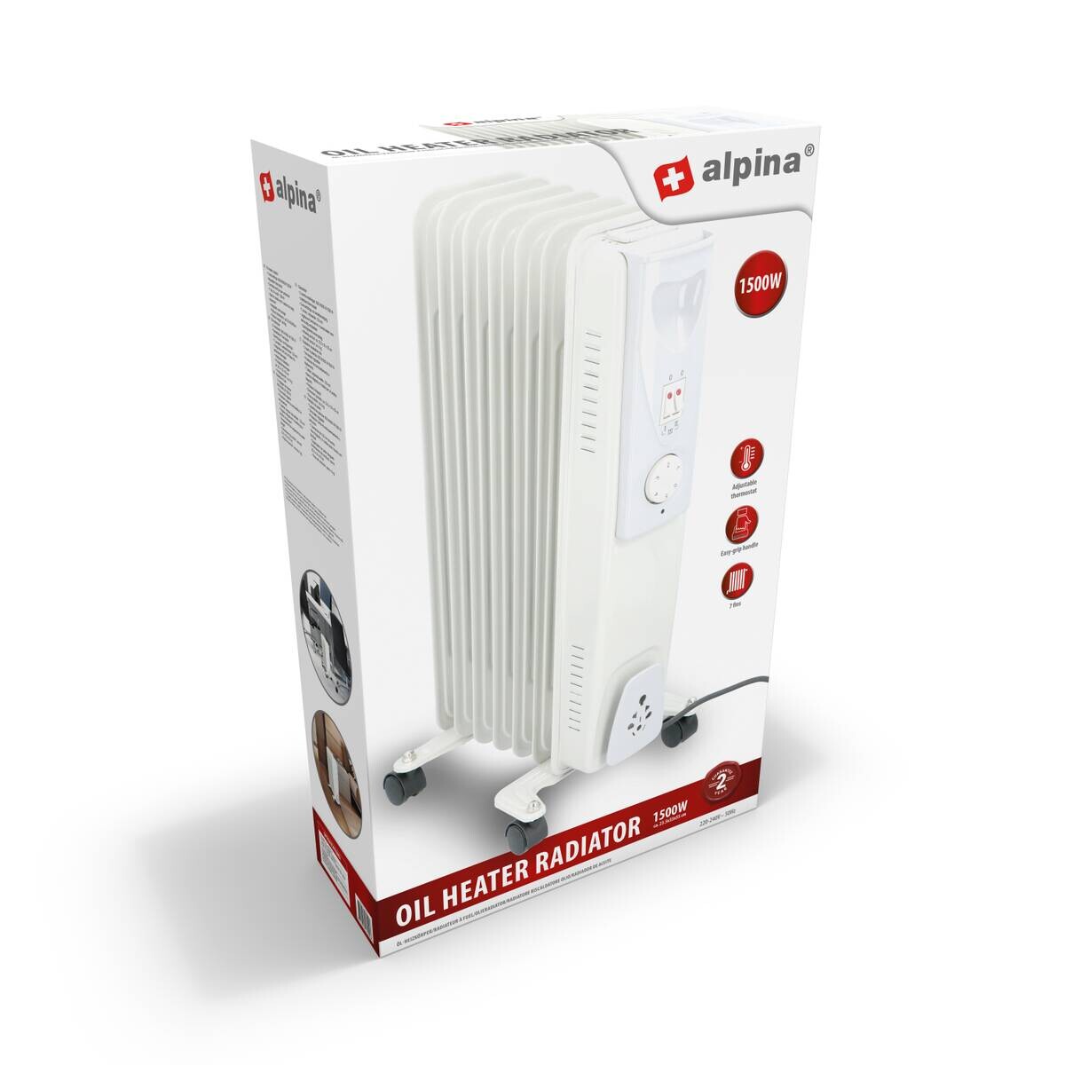 Ölradiator weiß Metall B/H/L: ca. 23,5x55x33 cm ca. 1500 W