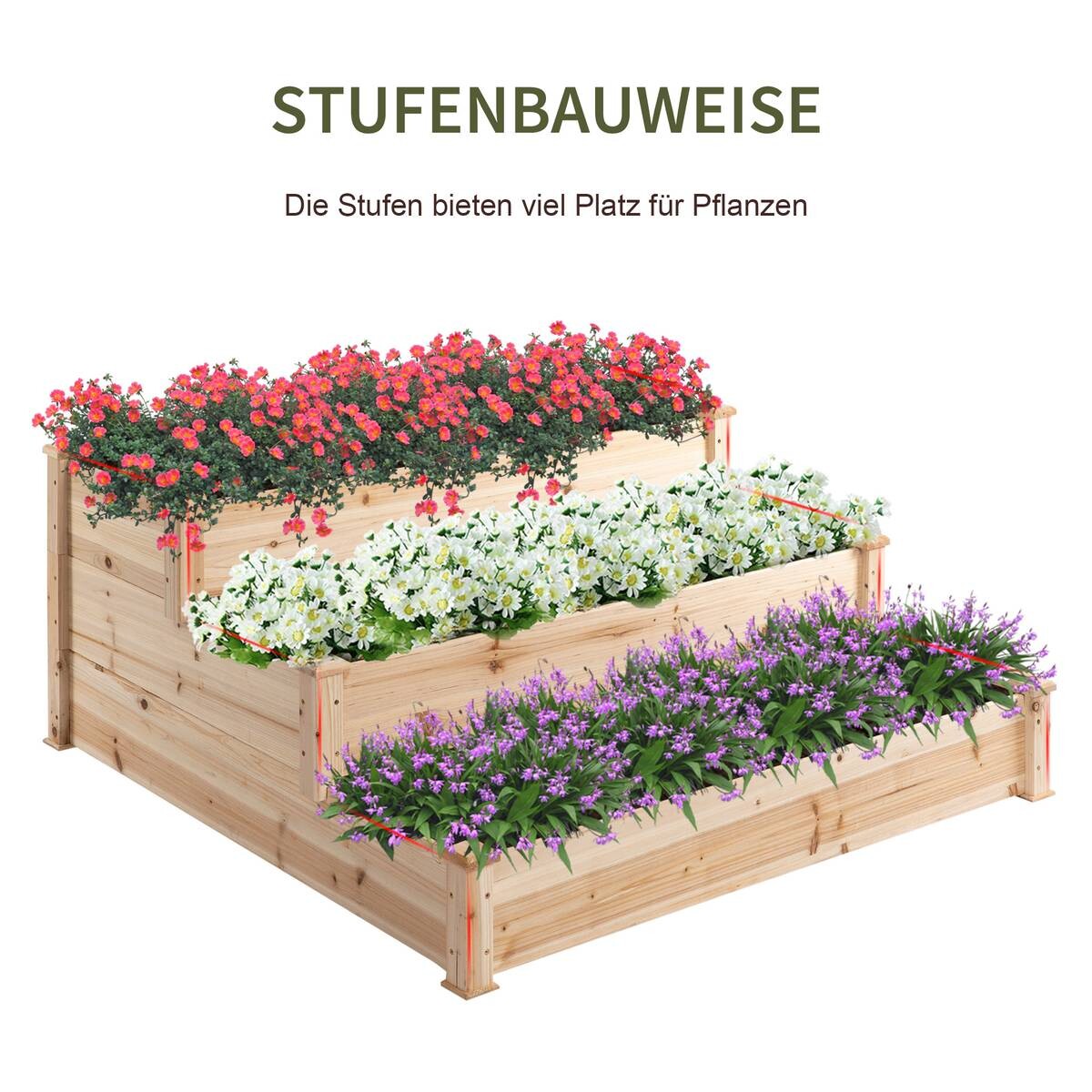 Outsunny Hochbeet B/H/L: ca. 124x56x124 cm
