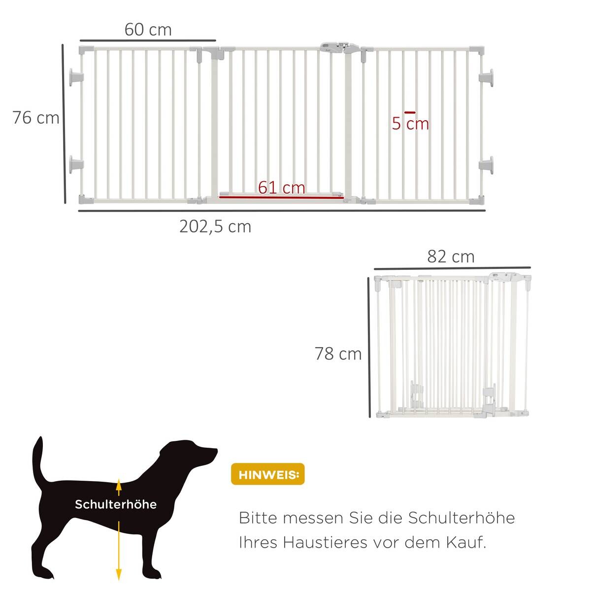 PawHut Hunde-Schutzgitter weiß Edelstahl B/H/L: ca. 2x202,5x76 cm