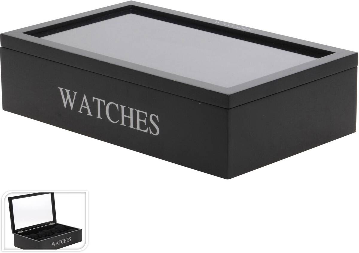 Uhrenbox schwarz Holz B/H/L: ca. 34,2x20,4x8,7 cm