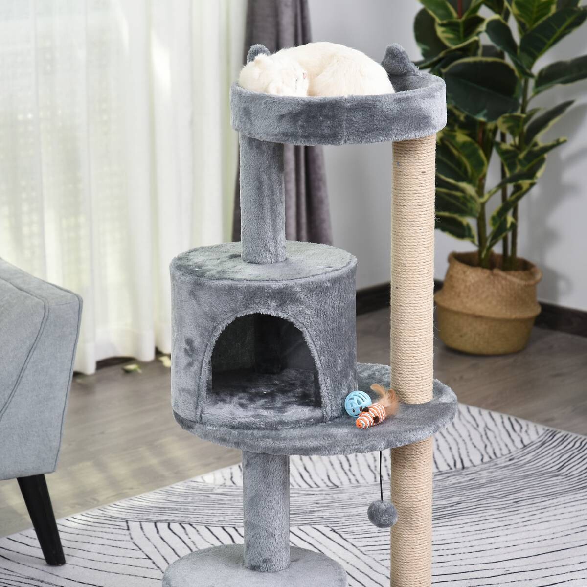 PawHut Katzenbaum grau Sisal B/H/L: ca. 48x104x48 cm