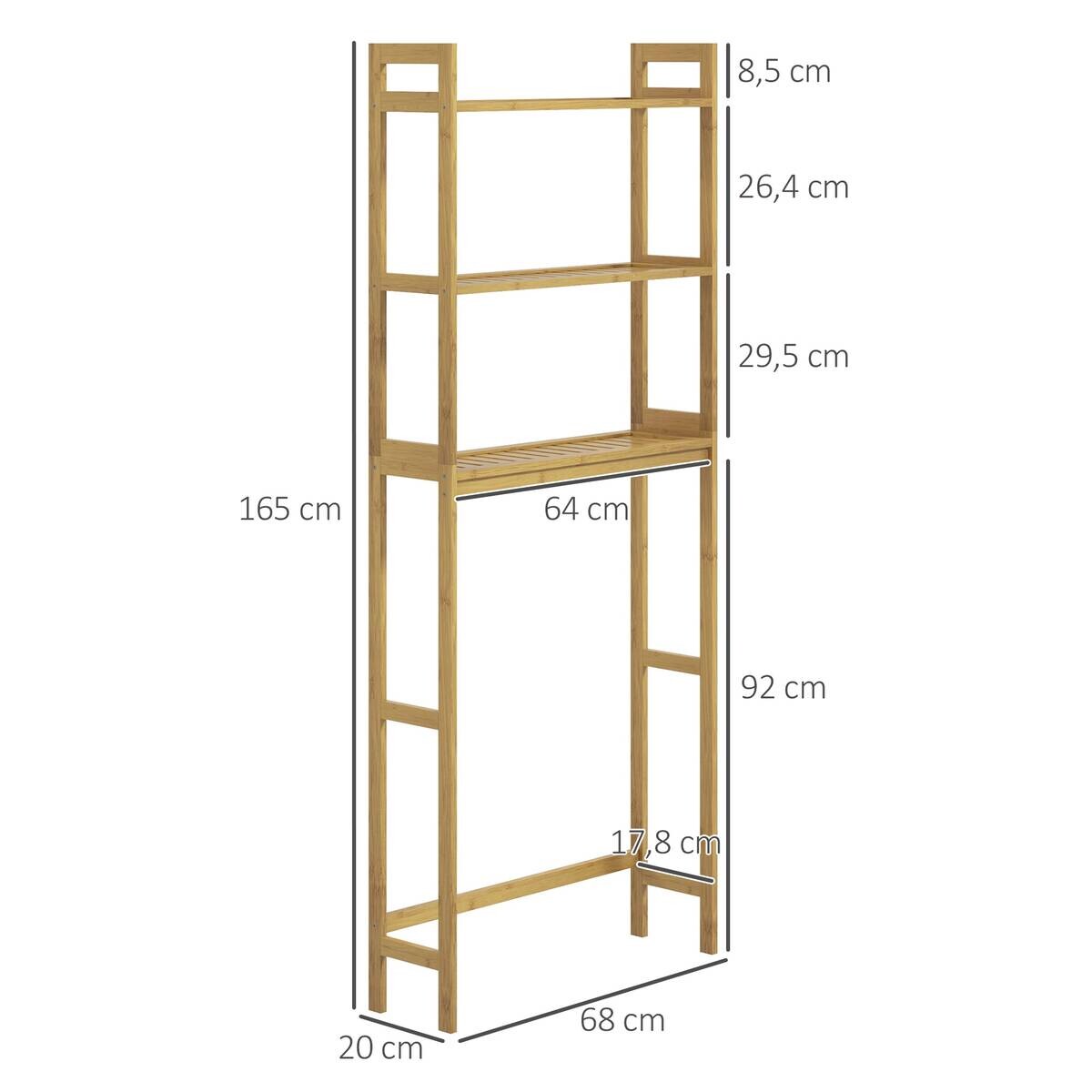 Badregal natur Bambus B/H/L: ca. 20x68x165 cm