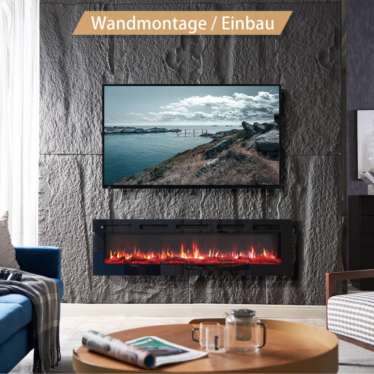 Balderia Elektrischer-Kamin Leif 60 B/H/T: ca. 142,5x38,6x13,8 cm ca. 2000 W