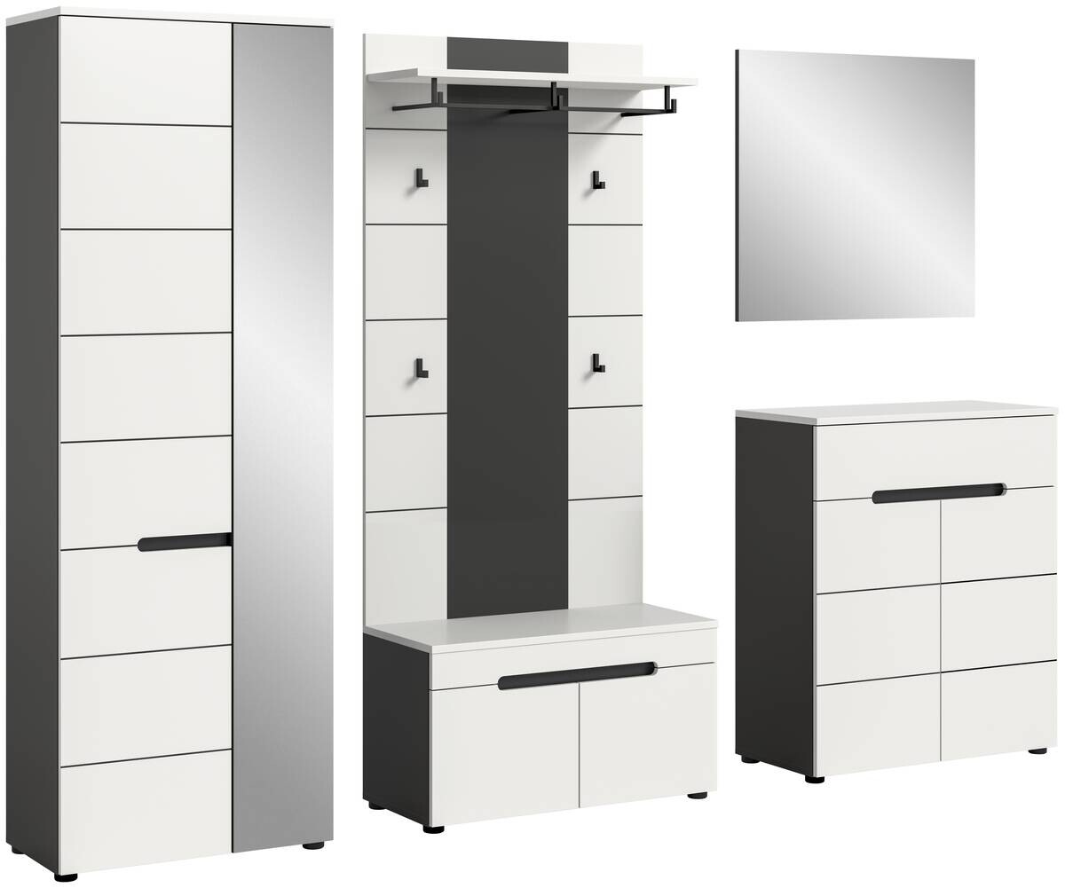 Garderobe Canu basaltgrau Nachbildung weiß B/H/T: ca. 255x190x37 cm