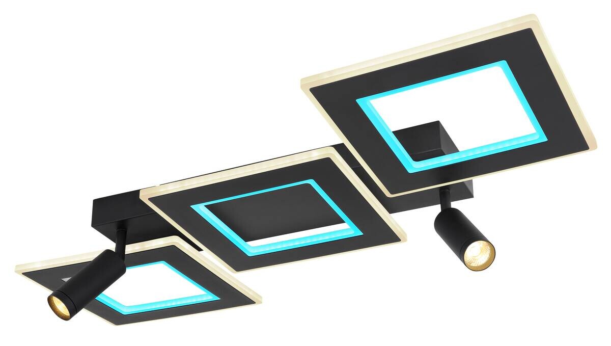 GLOBO Deckenleuchte schwarz Opal Metall Acryl B/H/L: ca. 56x11,5x82 cm 2 Brennstellen