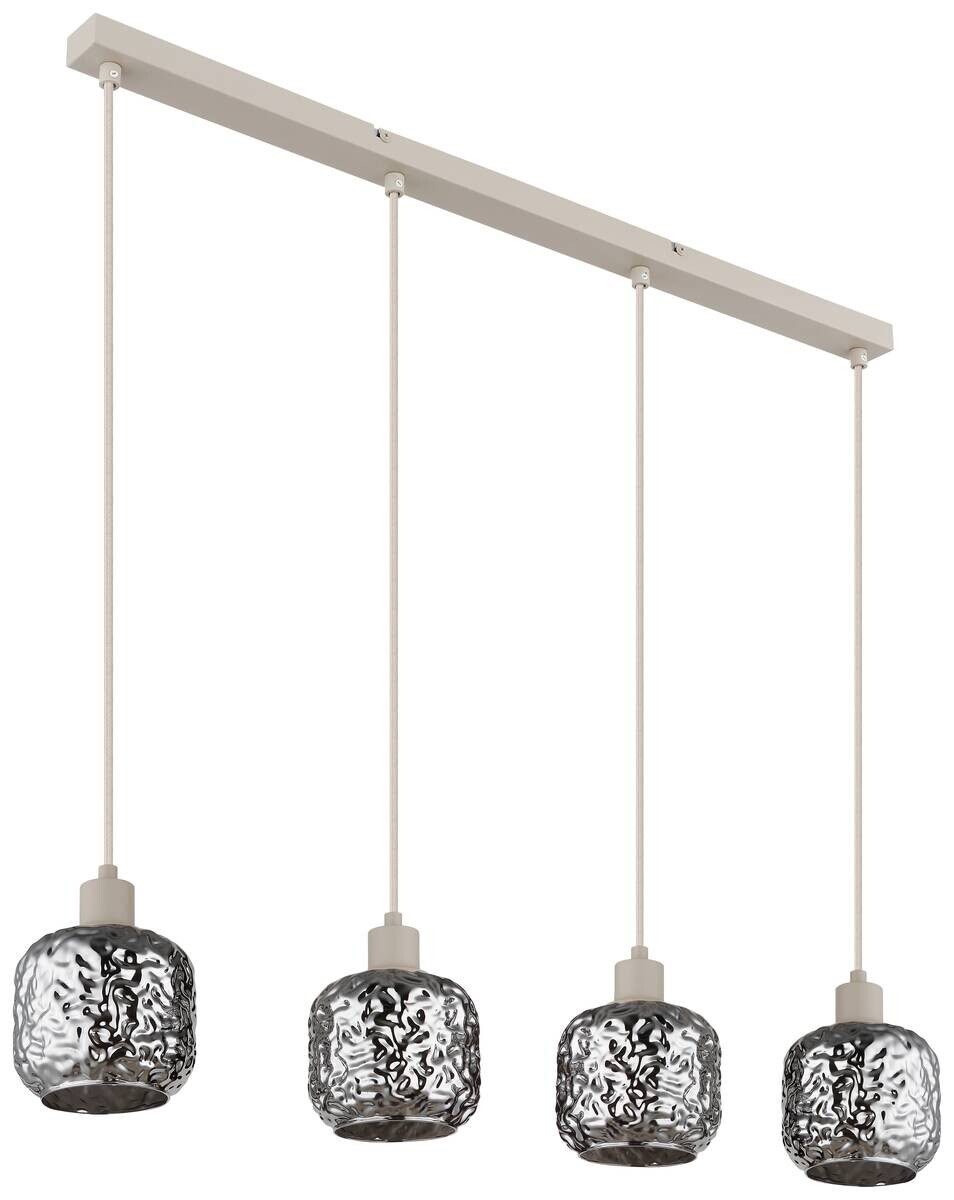 GLOBO Hängeleuchte Rauch beige Glas Metall B/H/L: ca. 17,5x24x82,5 cm E27 4 Brennstellen