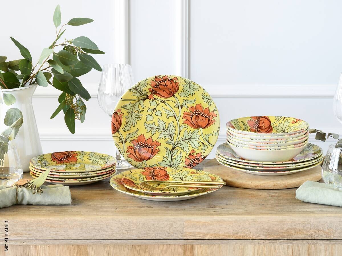 CreaTable Tafelservice Florentina gelb Steingut 18 tlg.