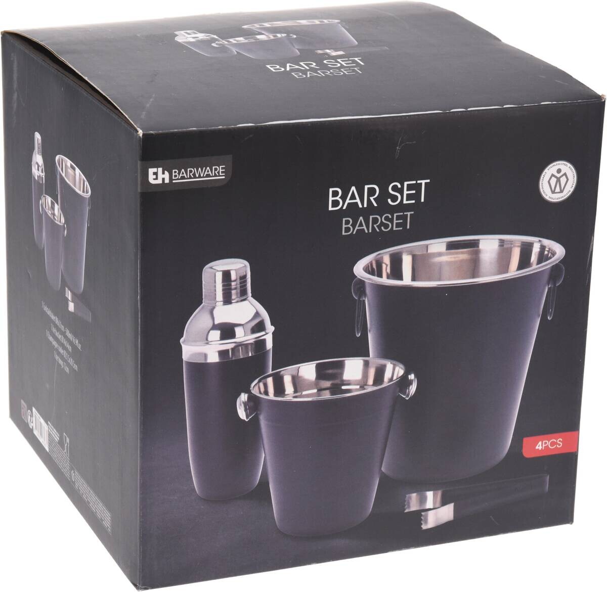 EH Barware Cocktail-Shaker Set schwarz Edelstahl B/H/L: ca. 22,5x22,5x23 cm