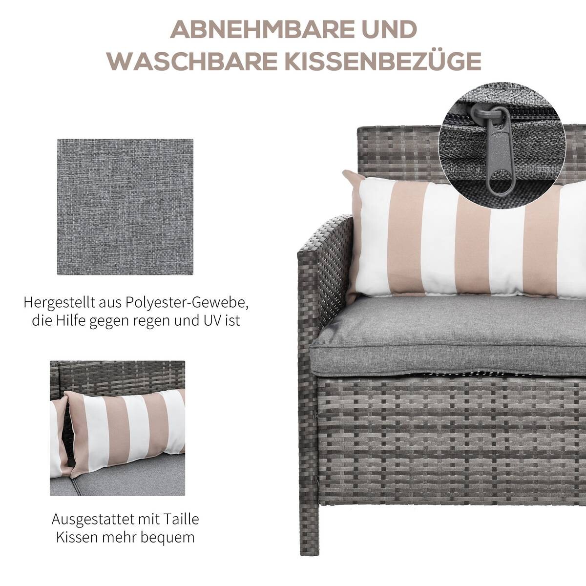 Outsunny Loungesofa grau Stahl B/H/T: ca. 173x78x68 cm