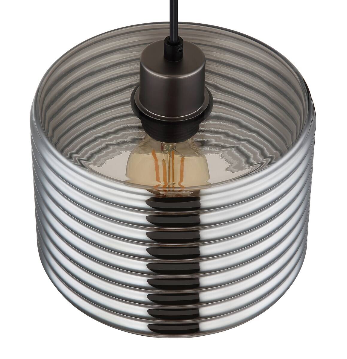 GLOBO Pendelleuchte LEVINA schwarz Metall Glas H/D: ca. 120x2 cm E27 1 Brennstellen