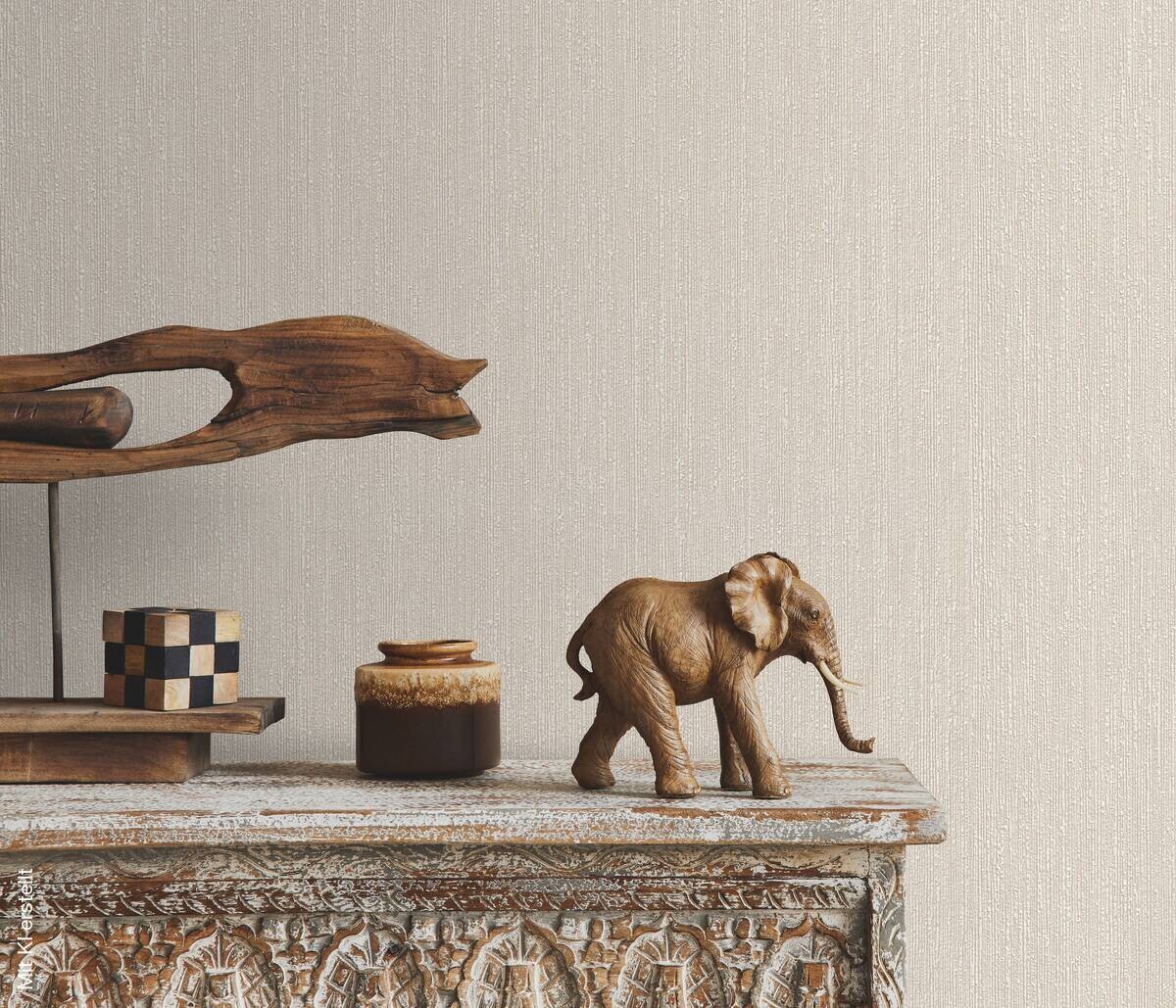 Erismann Vliestapete Uni Struktur beige weiß B/L: ca. 53x1005 cm