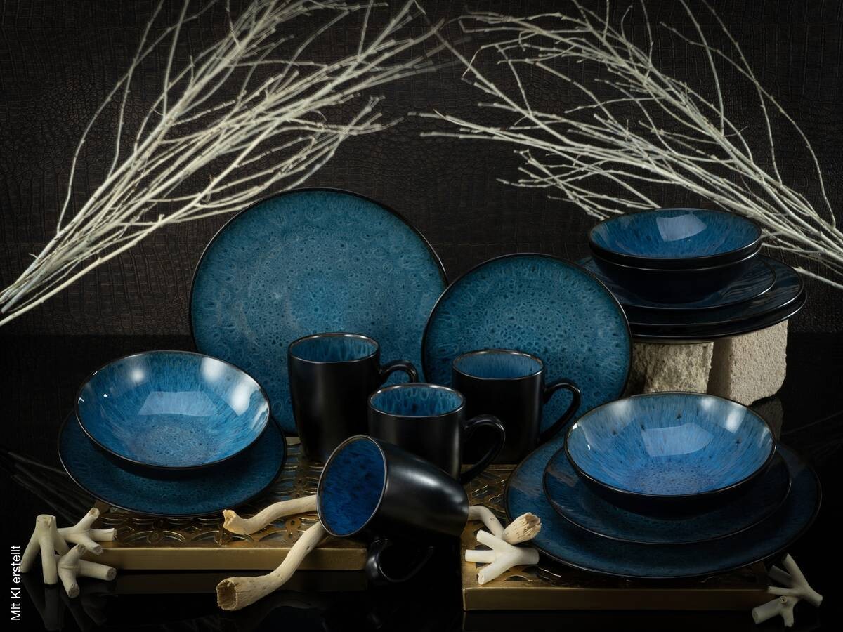 CreaTable Kombiservice Capri blau Keramik 16 tlg.
