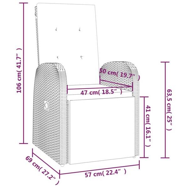 vidaXL Gartensessel grau Kunststoff B/H/L: ca. 69x106x57 cm