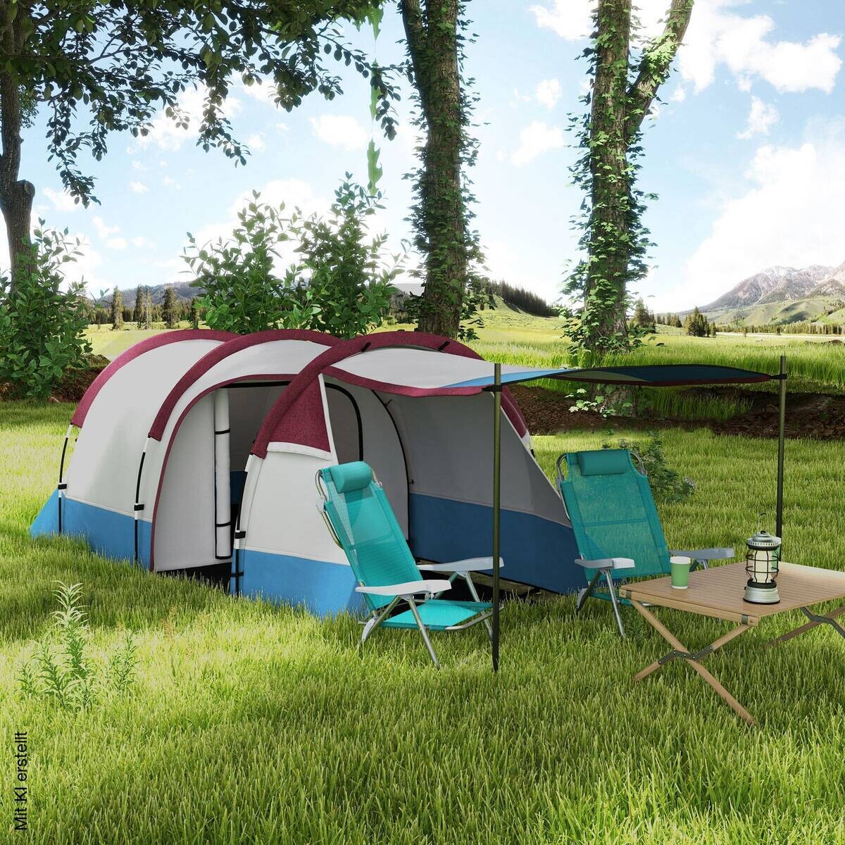 Outsunny Campingzelt rot Glas B/H/L: ca. 200x150x420 cm