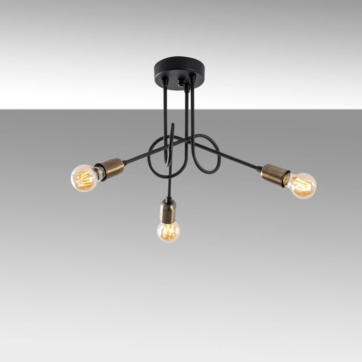 Opviq Deckenleuchte Viraj bronze schwarz Metall B/H/T/L/D: ca. 46x32x46x46x46 cm E27 3 Brennstellen