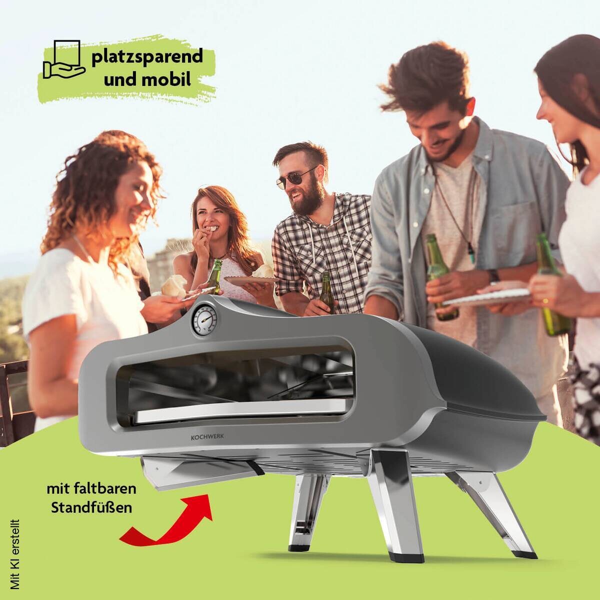 Rachs KOCHWERK Gas-Pizzaofen silber Edelstahl B/H/L/D: ca. 61,5x32x70,5x55 cm