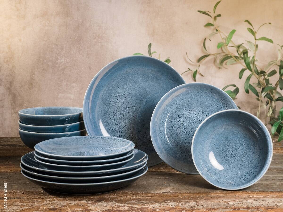 CreaTable Tafelservice Reactive BLUE petrol Keramik