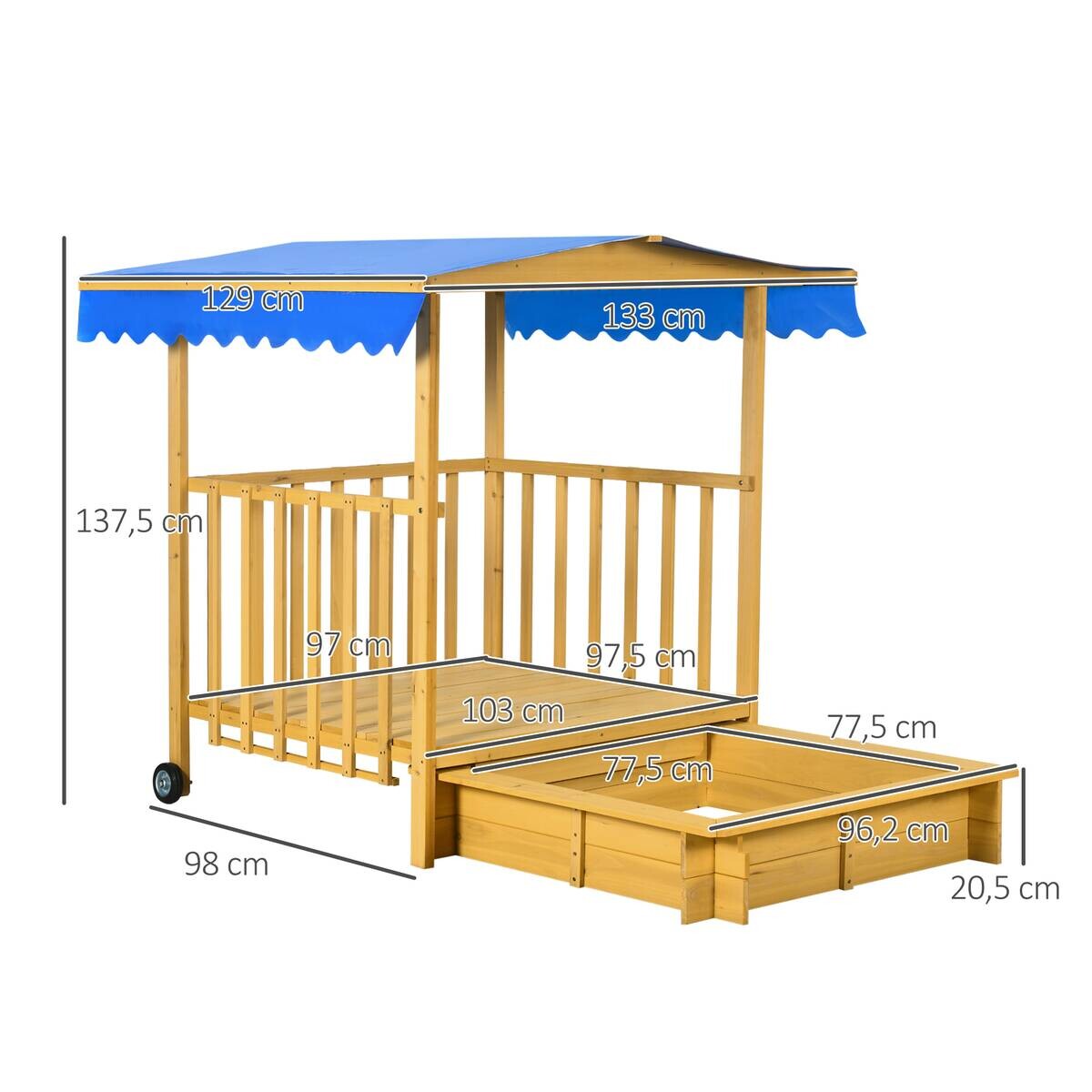 Outsunny Sandkasten natur B/H/L: ca. 129x133x137,5 cm