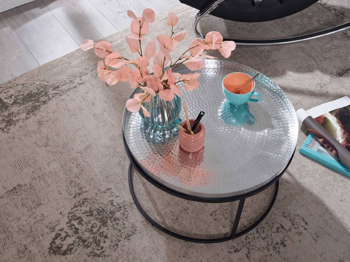 Wohnling Couchtisch silber B/H/T: ca. 62x36x62 cm