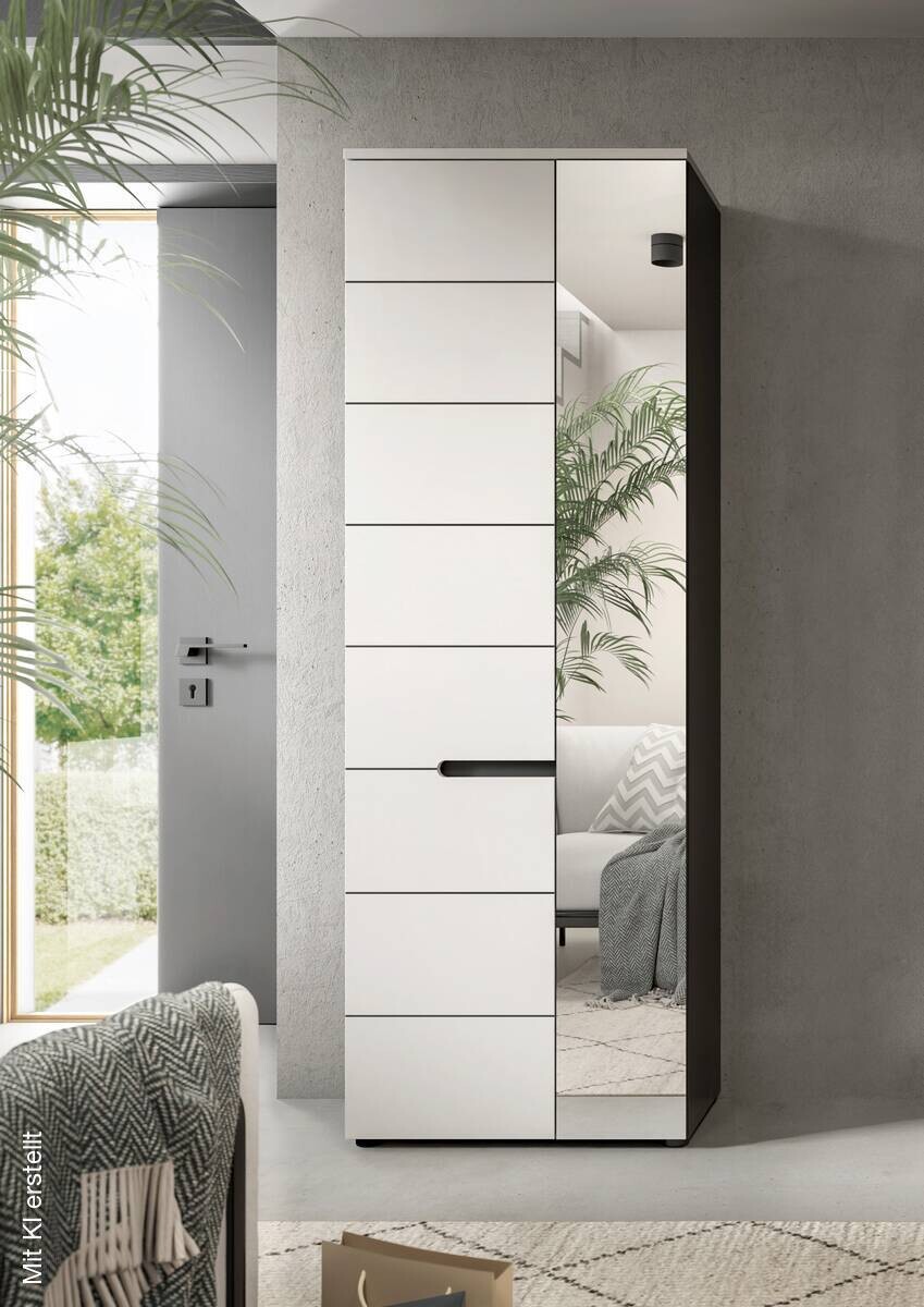 Garderobenschrank Canu basaltgrau Nachbildung weiß B/H/T: ca. 65x190x37 cm