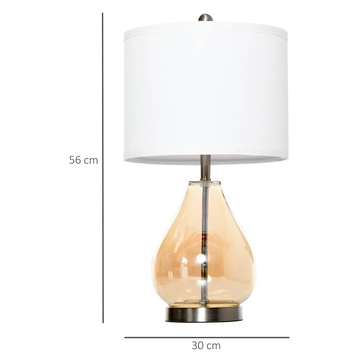 HOMCOM 2er-Tischleuchtenset B31-251 goldgelb cremeweiß silber Leinen Stahl Glas B/H/T: ca. 30x56x30 cm E27 1 Brennstellen